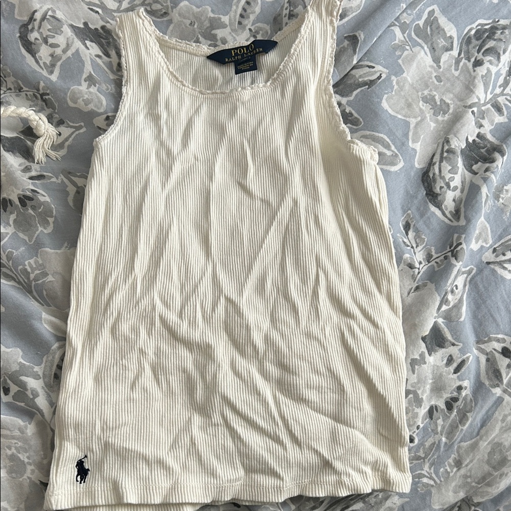 Polo Ralph Lauren Girls Ivory Ribbed Tank